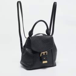 Pre Owned Burberry Black Pebbled Leather Small Belmont Backpack