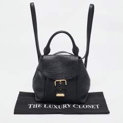 Pre Owned Burberry Black Pebbled Leather Small Belmont Backpack