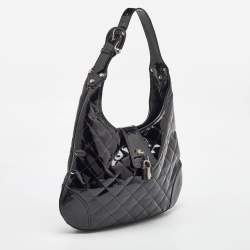 Pre Owned Burberry Black Quilted Patent Leather Brooke Hobo