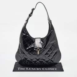Pre Owned Burberry Black Quilted Patent Leather Brooke Hobo
