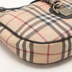 Burberry Beige/Black Leather and House Check PVC Hobo