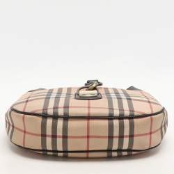 Burberry Beige/Black Leather and House Check PVC Hobo