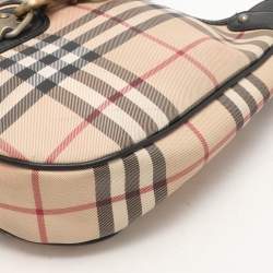 Burberry Beige/Black Leather and House Check PVC Hobo