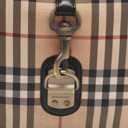 Burberry Beige/Black Leather and House Check PVC Hobo