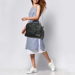 Pre Owned Burberry Black Leather Medium Cube Satchel