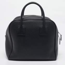 Pre Owned Burberry Black Leather Medium Cube Satchel