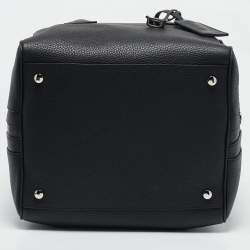 Pre Owned Burberry Black Leather Medium Cube Satchel
