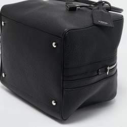 Pre Owned Burberry Black Leather Medium Cube Satchel