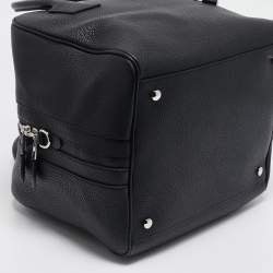 Pre Owned Burberry Black Leather Medium Cube Satchel