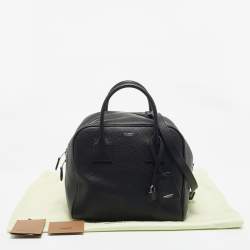 Pre Owned Burberry Black Leather Medium Cube Satchel