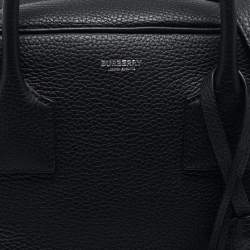 Pre Owned Burberry Black Leather Medium Cube Satchel