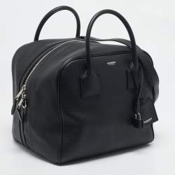 Pre Owned Burberry Black Leather Medium Cube Satchel
