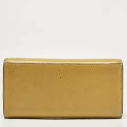 Pre Owned Burberry Yellow Leather Continental Wallet