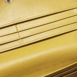 Pre Owned Burberry Yellow Leather Continental Wallet