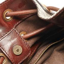 Burberry Brown Super Novacheck Fabric Warrior Drawstring Hobo