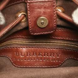 Burberry Brown Super Novacheck Fabric Warrior Drawstring Hobo