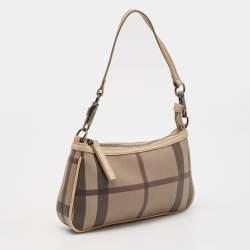 Pre Owned Burberry Beige Smoked Check PVC Small Aston Shoulder Bag