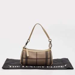 Pre Owned Burberry Beige Smoked Check PVC Small Aston Shoulder Bag