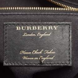 Burberry Brown/Beige House Check Fabric and Leather Small Banner Tote