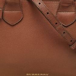 Burberry Brown/Beige House Check Fabric and Leather Small Banner Tote