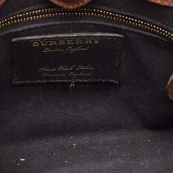 Burberry Brown/Beige House Check Fabric and Leather Small Banner Tote