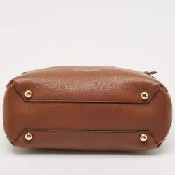 Burberry Brown/Beige House Check Fabric and Leather Small Banner Tote
