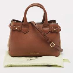 Burberry Brown/Beige House Check Fabric and Leather Small Banner Tote