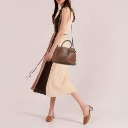 Burberry Brown/Beige House Check Fabric and Leather Small Banner Tote