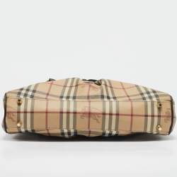 Burberry Dark Brown/Beige Haymarket Coated Canvas Tote