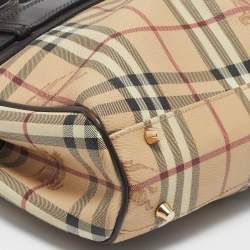 Burberry Dark Brown/Beige Haymarket Coated Canvas Tote