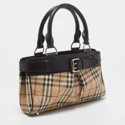 Burberry Dark Brown/Beige Haymarket Coated Canvas Tote