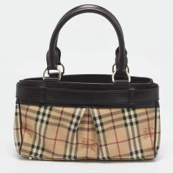 Burberry Dark Brown/Beige Haymarket Coated Canvas Tote