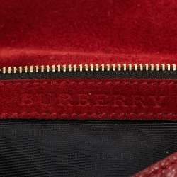 مملوكة مسبقًا Burberry Red Pebbled Leather Mildenhall Shoulder Bag