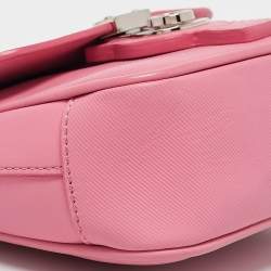 Pre Owned Burberry Dark Pink Leather Mini DK88 Top Handle Bag
