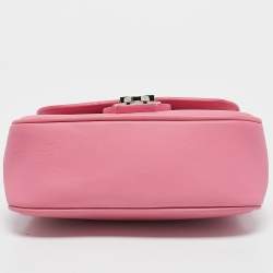 Pre Owned Burberry Dark Pink Leather Mini DK88 Top Handle Bag