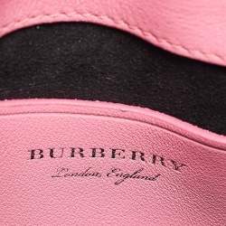Pre Owned Burberry Dark Pink Leather Mini DK88 Top Handle Bag