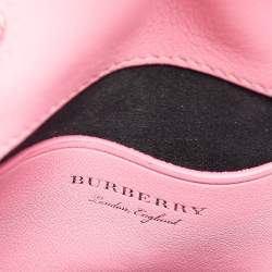 Pre Owned Burberry Dark Pink Leather Mini DK88 Top Handle Bag