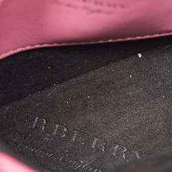 Pre Owned Burberry Dark Pink Leather Mini DK88 Top Handle Bag