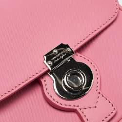 Pre Owned Burberry Dark Pink Leather Mini DK88 Top Handle Bag