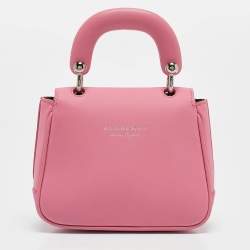 Pre Owned Burberry Dark Pink Leather Mini DK88 Top Handle Bag