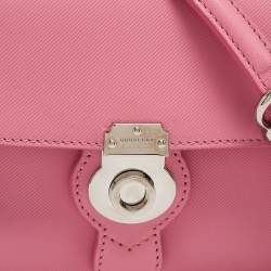 Pre Owned Burberry Dark Pink Leather Mini DK88 Top Handle Bag