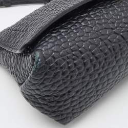 Pre Owned Burberry Black Pebbled Leather Mildenhall Shoulder Bag