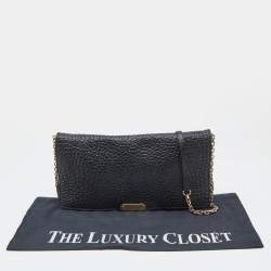 Pre Owned Burberry Black Pebbled Leather Mildenhall Shoulder Bag