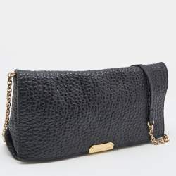 Pre Owned Burberry Black Pebbled Leather Mildenhall Shoulder Bag