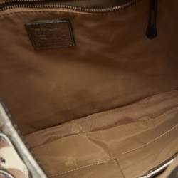 Burberry Metallic/Beige Nova Check Coated Canvas and Leather Brooke Warrior Hobo