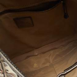 Burberry Metallic/Beige Nova Check Coated Canvas and Leather Brooke Warrior Hobo