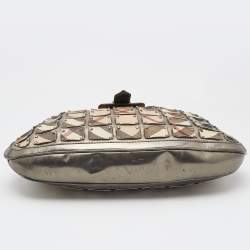 Burberry Metallic/Beige Nova Check Coated Canvas and Leather Brooke Warrior Hobo
