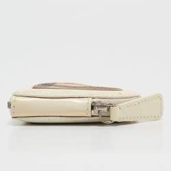 Pre Owned محفظة عملات معدنية بربري مستديرة جلد نقشة كاروهات فورست خضراء