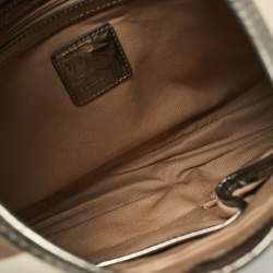 Burberry Metallic/Beige Nova Check PVC and Patent Leather Brooke Hobo