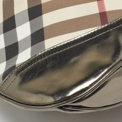 Burberry Metallic/Beige Nova Check PVC and Patent Leather Brooke Hobo